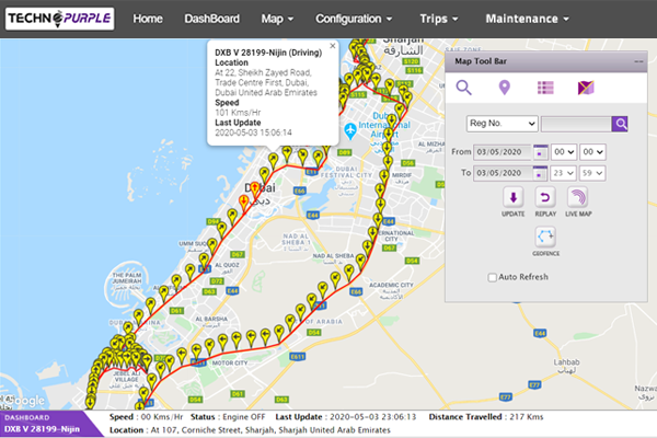 Live Movement and Mileage Tracking